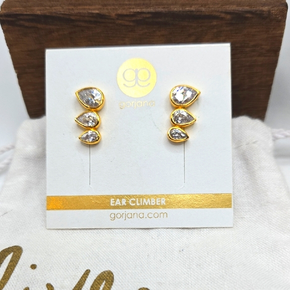 Gorjana Gold Teardrop Crystal Ear Climbers - Picture 1 of 4